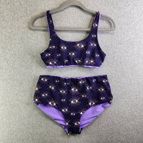 Kitty and Vibe Bikini Third Eye Reversible XS Scoop Top M2 High Rise Bottom - Picture 1 of 15